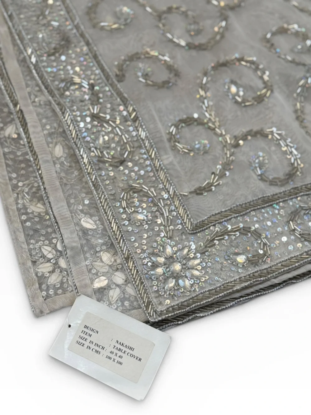 Nakashi White Embroidered Sheer Table Top